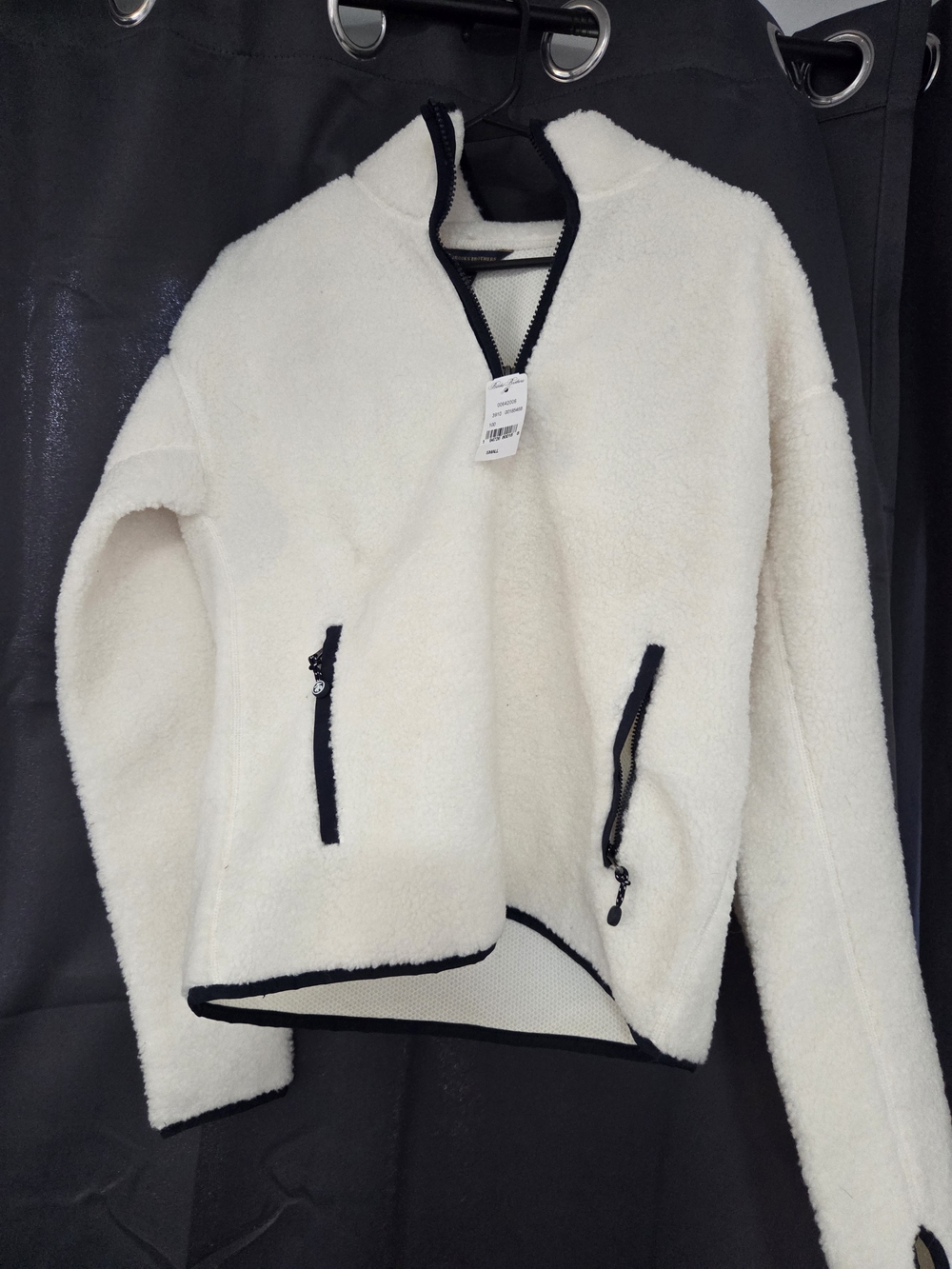 Brooks Brothers Cream Sherpa Jacket with Black Trim